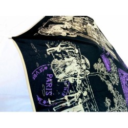 Dámsky skladací dáždnik čierno-béžovo-fialový Noter dame