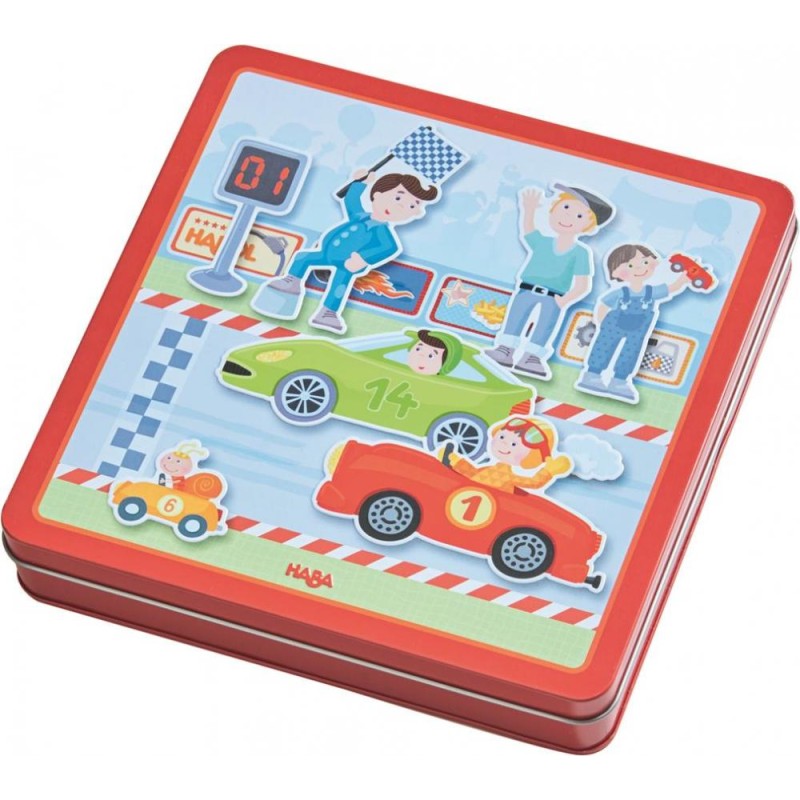 Magnetická hračka - Pretekárske autá v kovovej krabici