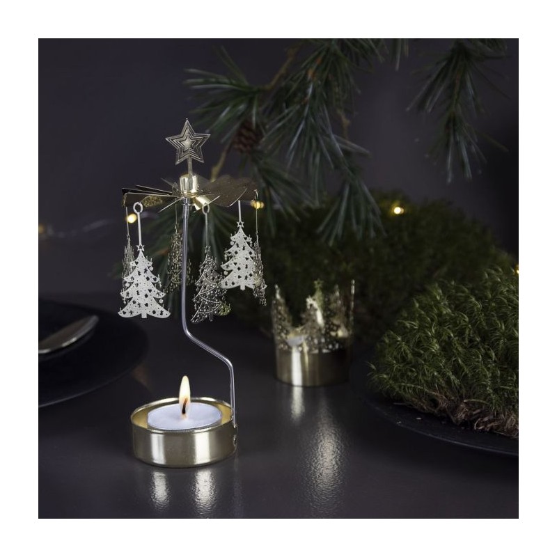 Kolotoč na sviečku - Vianočné stromčeky - zlatý
