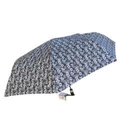 Dámsky skladací dáždnik - kvietky - čierno-biely