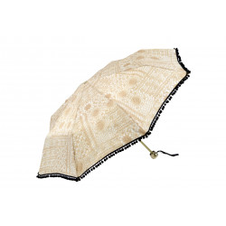 Dámsky skladací dáždnik - macramé - béžovo-čierny