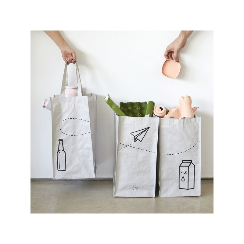 Súprava recyklačných tašiek - šedá