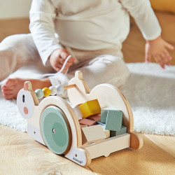 Sweet Cocoon Drevený ťahací vozík s kockami Slimák