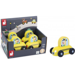 Drevené auto na tlačenie - Taxi žlté
