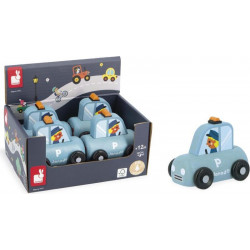 Drevené auto na tlačenie - Polícia modré